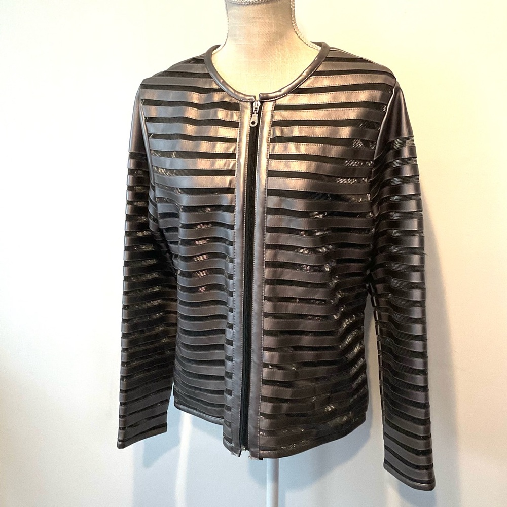 T & W Designs Metallic Vegan Leather Jacket LNWOT